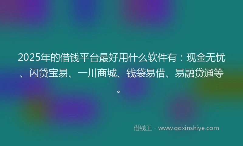 2025年的借钱平台最好用什么软件有：现金无忧、闪贷宝易、一川商城、钱袋易借、易融贷通等。
