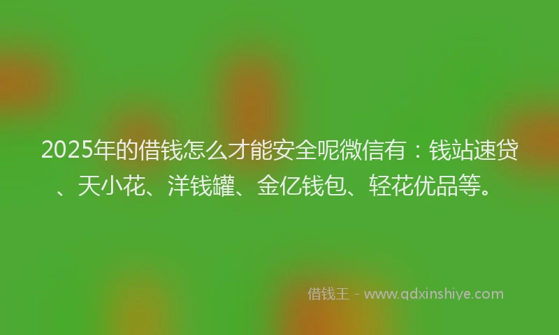 2025年的借钱怎么才能安全呢微信有：钱站速贷、天小花、洋钱罐、金亿钱包、轻花优品等。