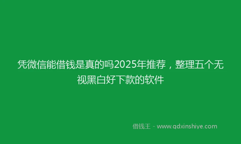 凭微信能借钱是真的吗2025年推荐，整理五个无视黑白好下款的软件