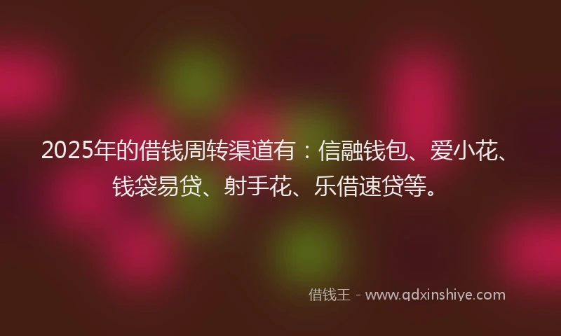 2025年的借钱周转渠道有：信融钱包、爱小花、钱袋易贷、射手花、乐借速贷等。