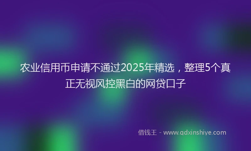 农业信用币申请不通过2025年精选，整理5个真正无视风控黑白的网贷口子