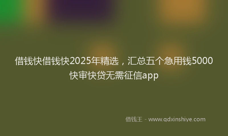 借钱快借钱快2025年精选，汇总五个急用钱5000快审快贷无需征信app