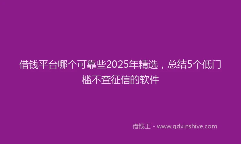 借钱平台哪个可靠些2025年精选，总结5个低门槛不查征信的软件