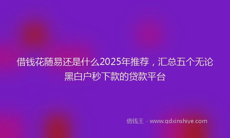 借钱花随易还是什么2025年推荐，汇总五个无论黑白户秒下款的贷款平台