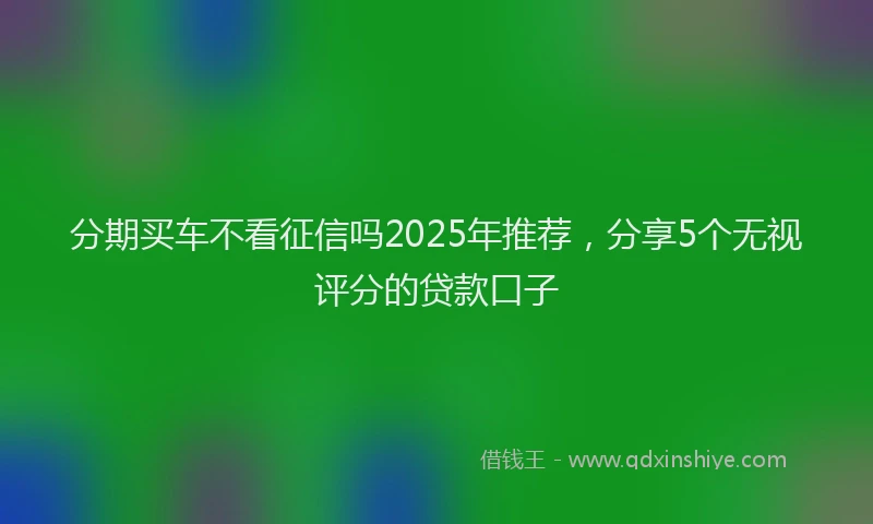 分期买车不看征信吗2025年推荐，分享5个无视评分的贷款口子