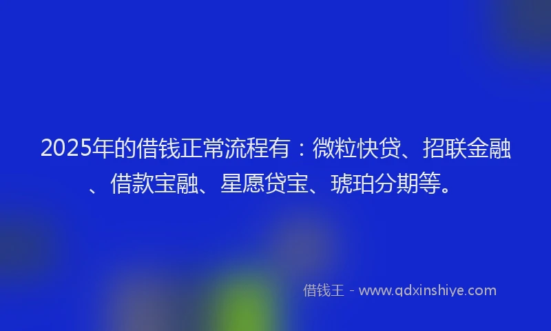 2025年的借钱正常流程有：微粒快贷、招联金融、借款宝融、星愿贷宝、琥珀分期等。