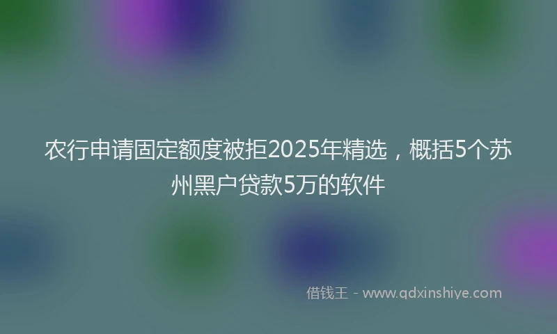 农行申请固定额度被拒2025年精选，概括5个苏州黑户贷款5万的软件