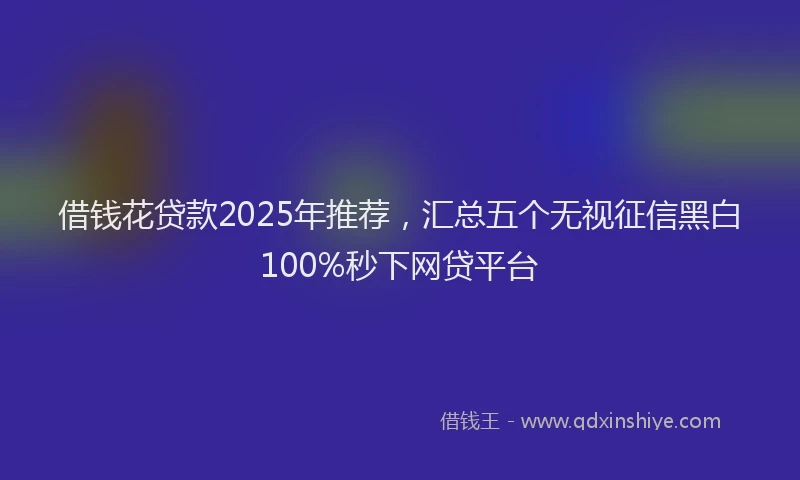 借钱花贷款2025年推荐，汇总五个无视征信黑白100%秒下网贷平台