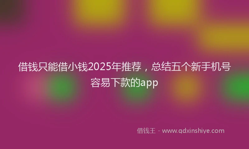 借钱只能借小钱2025年推荐，总结五个新手机号容易下款的app