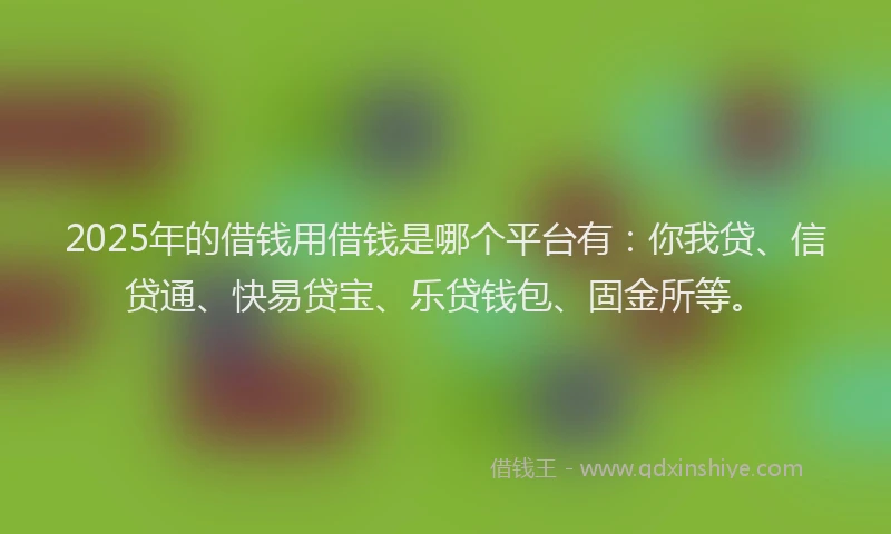 2025年的借钱用借钱是哪个平台有：你我贷、信贷通、快易贷宝、乐贷钱包、固金所等。