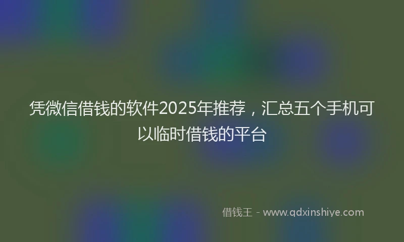 凭微信借钱的软件2025年推荐，汇总五个手机可以临时借钱的平台