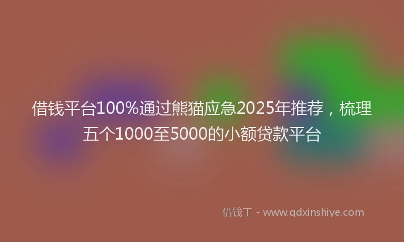 借钱平台100%通过熊猫应急2025年推荐，梳理五个1000至5000的小额贷款平台