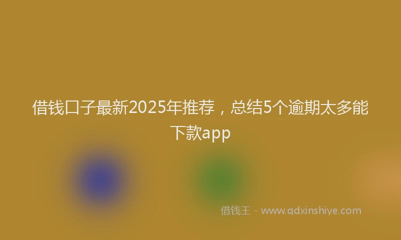借钱口子最新2025年推荐，总结5个逾期太多能下款app