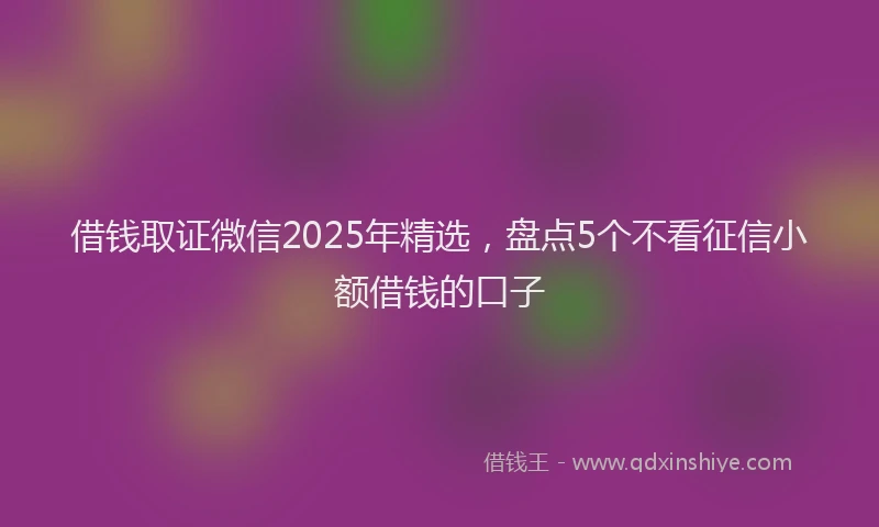 借钱取证微信2025年精选，盘点5个不看征信小额借钱的口子