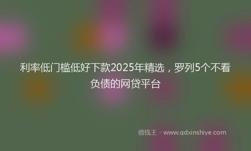 利率低门槛低好下款2025年精选，罗列5个不看负债的网贷平台