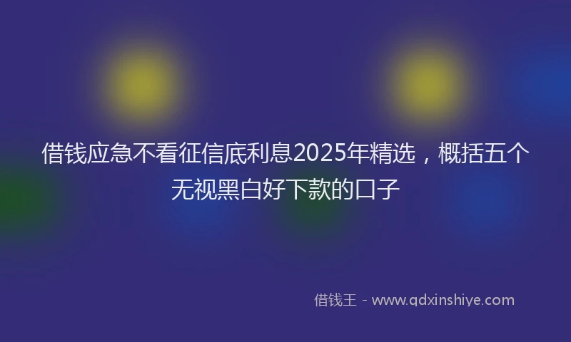借钱应急不看征信底利息2025年精选，概括五个无视黑白好下款的口子