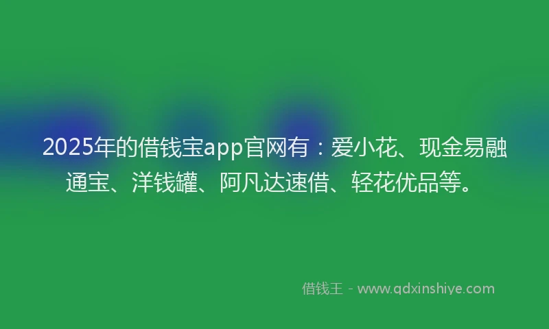 2025年的借钱宝app官网有：爱小花、现金易融通宝、洋钱罐、阿凡达速借、轻花优品等。