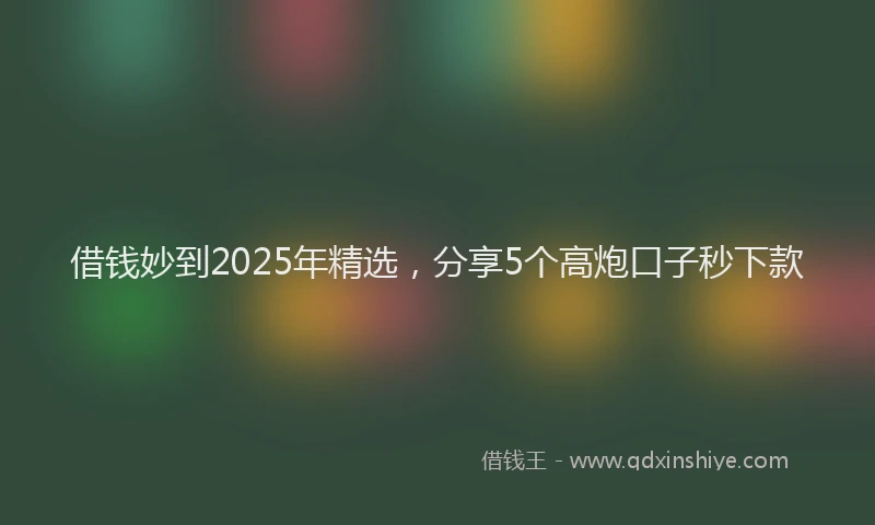 借钱妙到2025年精选，分享5个高炮口子秒下款
