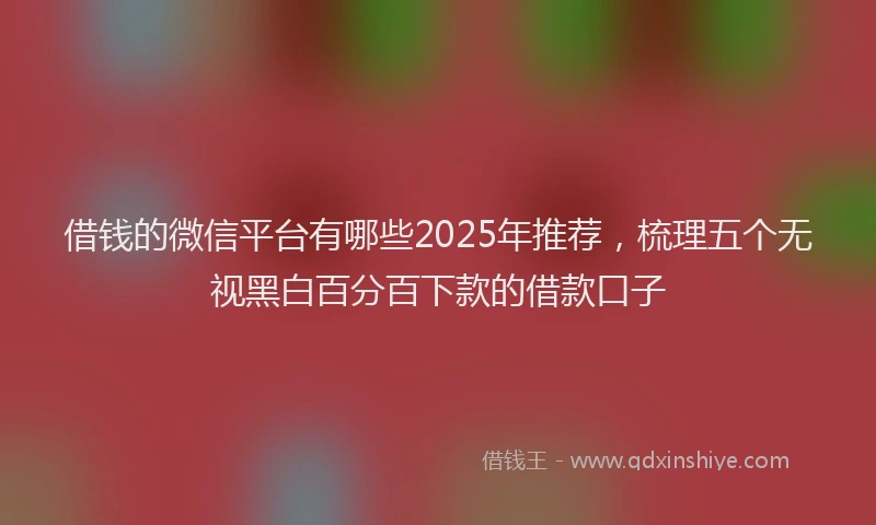 借钱的微信平台有哪些2025年推荐，梳理五个无视黑白百分百下款的借款口子