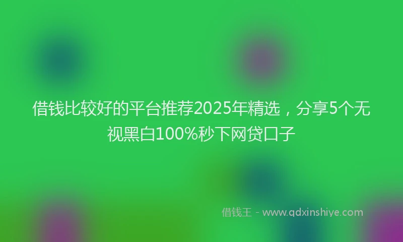 借钱比较好的平台推荐2025年精选，分享5个无视黑白100%秒下网贷口子