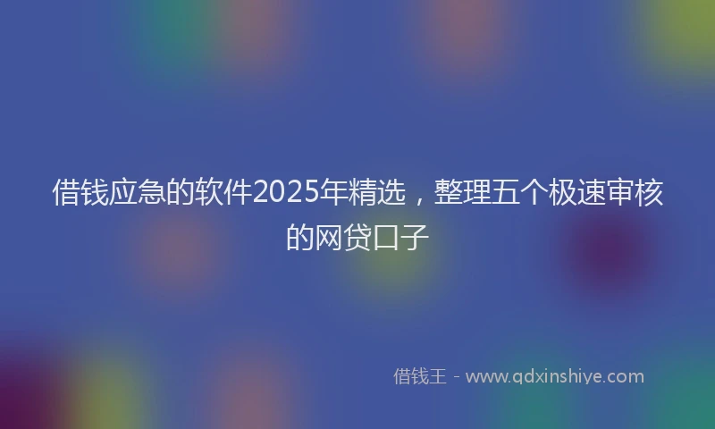 借钱应急的软件2025年精选，整理五个极速审核的网贷口子