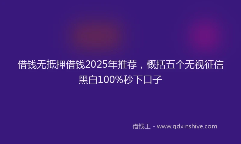 借钱无抵押借钱2025年推荐，概括五个无视征信黑白100%秒下口子