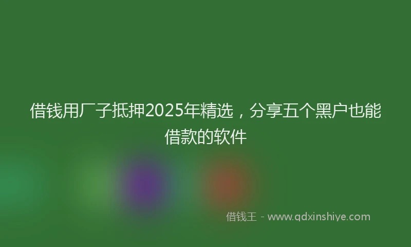借钱用厂子抵押2025年精选，分享五个黑户也能借款的软件