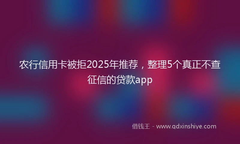 农行信用卡被拒2025年推荐，整理5个真正不查征信的贷款app
