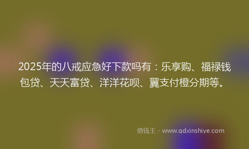 2025年的八戒应急好下款吗有：乐享购、福禄钱包贷、天天富贷、洋洋花呗、翼支付橙分期等。