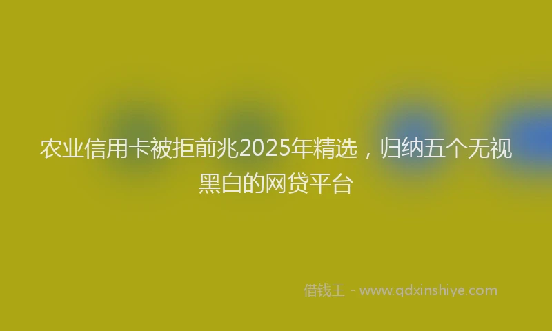农业信用卡被拒前兆2025年精选，归纳五个无视黑白的网贷平台