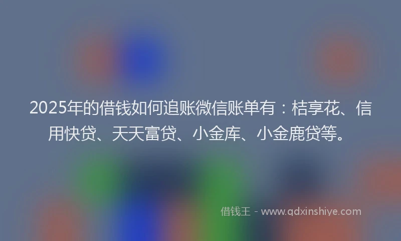 2025年的借钱如何追账微信账单有：桔享花、信用快贷、天天富贷、小金库、小金鹿贷等。