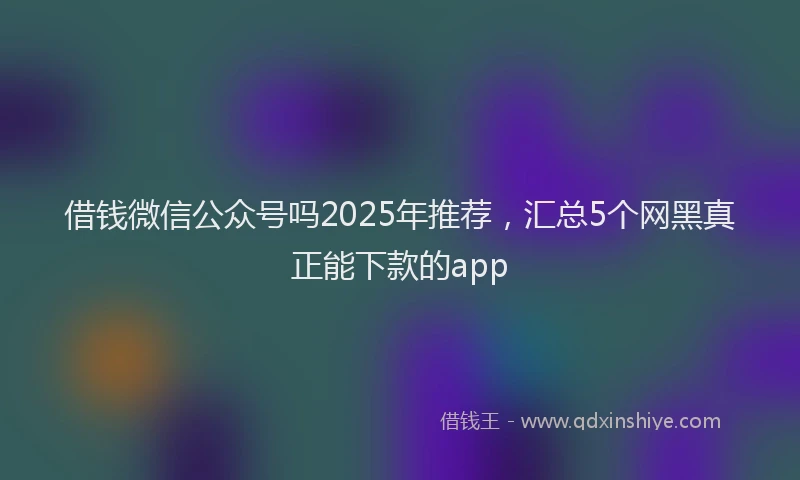 借钱微信公众号吗2025年推荐，汇总5个网黑真正能下款的app