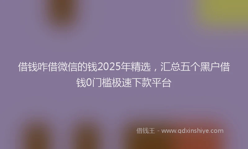 借钱咋借微信的钱2025年精选，汇总五个黑户借钱0门槛极速下款平台