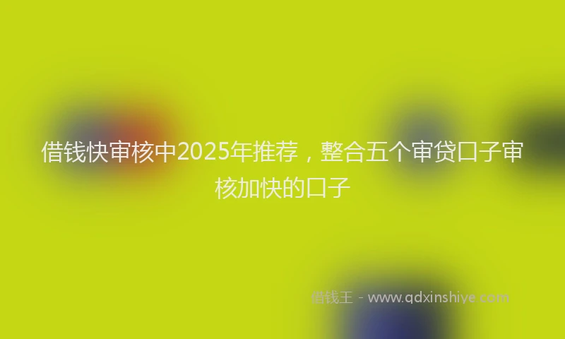 借钱快审核中2025年推荐，整合五个审贷口子审核加快的口子