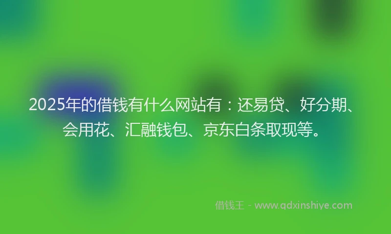 2025年的借钱有什么网站有：还易贷、好分期、会用花、汇融钱包、京东白条取现等。