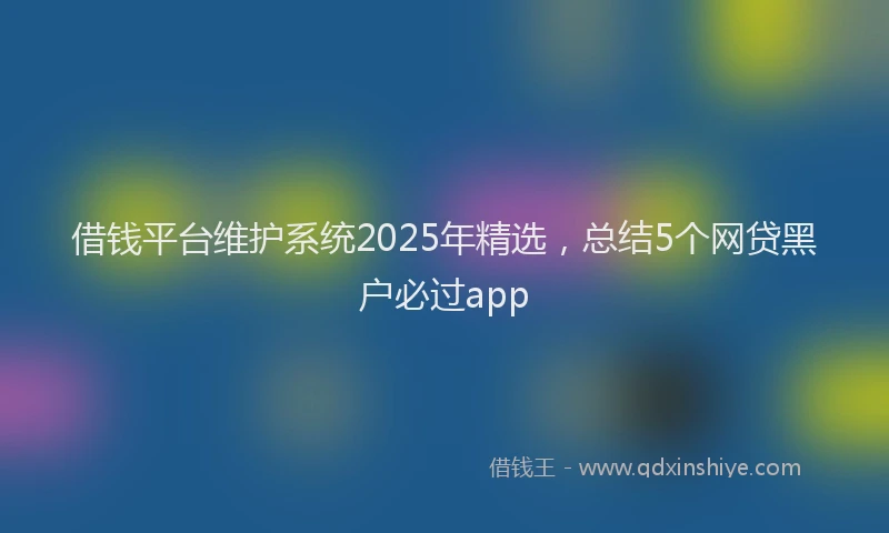 借钱平台维护系统2025年精选，总结5个网贷黑户必过app