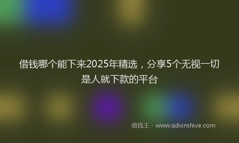 借钱哪个能下来2025年精选，分享5个无视一切是人就下款的平台