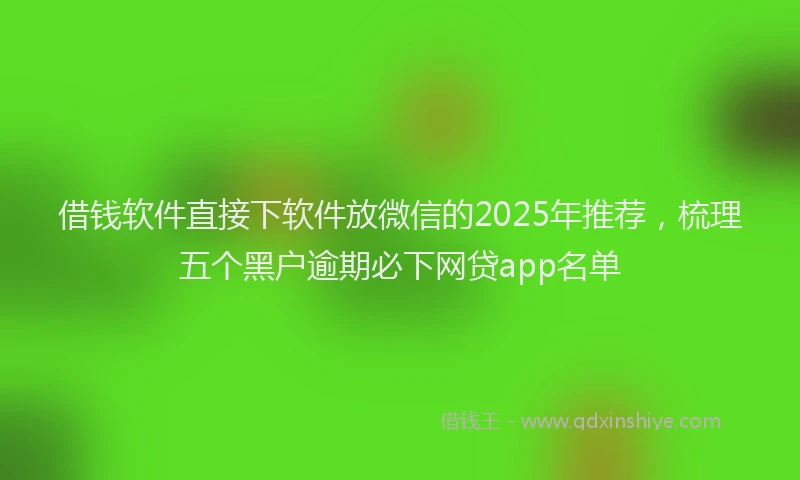 借钱软件直接下软件放微信的2025年推荐，梳理五个黑户逾期必下网贷app名单
