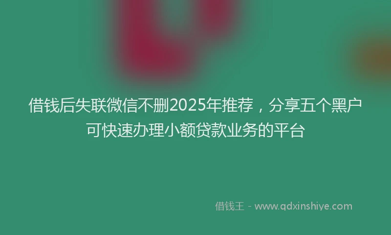 借钱后失联微信不删2025年推荐，分享五个黑户可快速办理小额贷款业务的平台