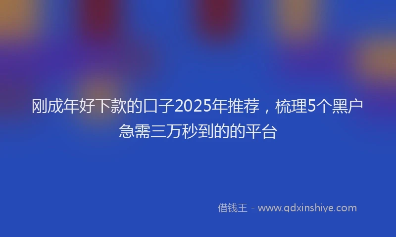 刚成年好下款的口子2025年推荐，梳理5个黑户急需三万秒到的的平台