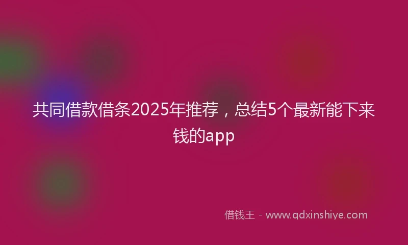 共同借款借条2025年推荐，总结5个最新能下来钱的app