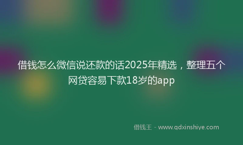 借钱怎么微信说还款的话2025年精选，整理五个网贷容易下款18岁的app