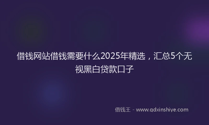借钱网站借钱需要什么2025年精选，汇总5个无视黑白贷款口子
