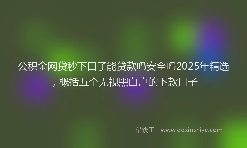 公积金网贷秒下口子能贷款吗安全吗2025年精选，概括五个无视黑白户的下款口子