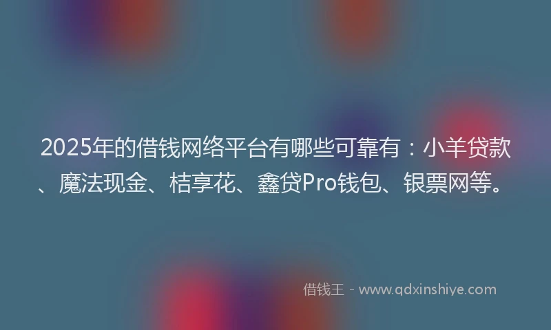 2025年的借钱网络平台有哪些可靠有：小羊贷款、魔法现金、桔享花、鑫贷Pro钱包、银票网等。