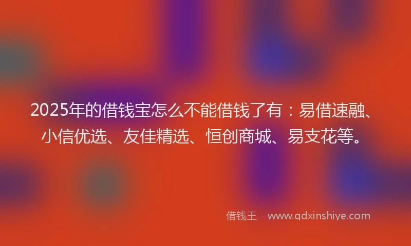 2025年的借钱宝怎么不能借钱了有：易借速融、小信优选、友佳精选、恒创商城、易支花等。