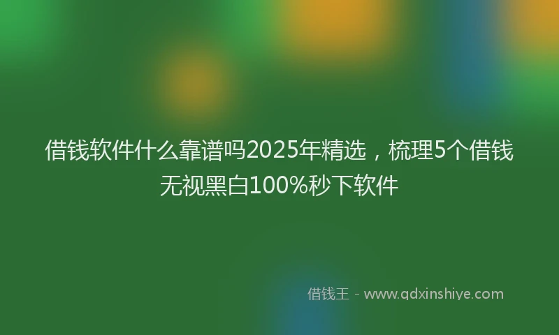 借钱软件什么靠谱吗2025年精选，梳理5个借钱无视黑白100%秒下软件