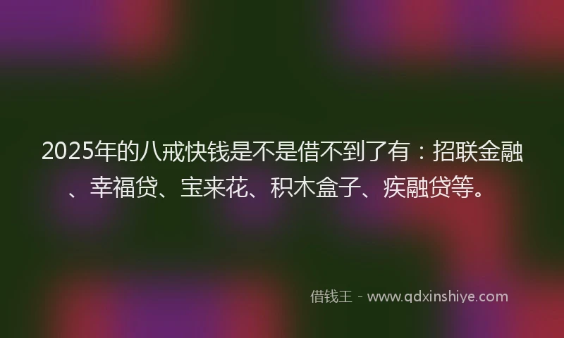 2025年的八戒快钱是不是借不到了有：招联金融、幸福贷、宝来花、积木盒子、疾融贷等。
