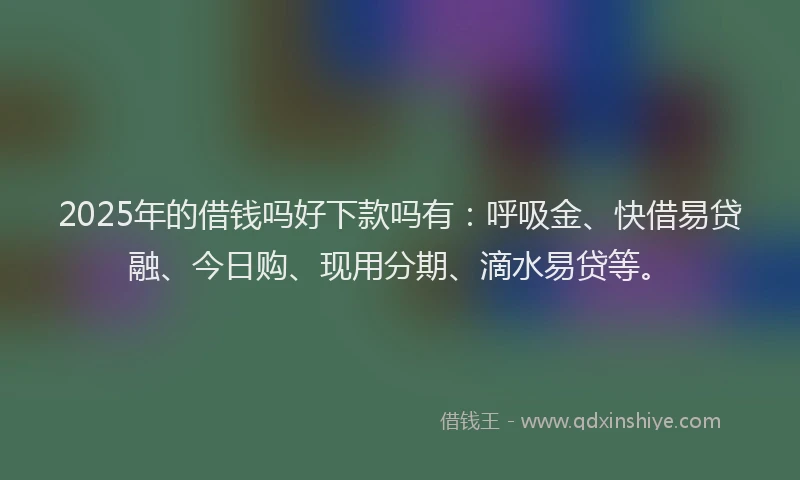2025年的借钱吗好下款吗有：呼吸金、快借易贷融、今日购、现用分期、滴水易贷等。