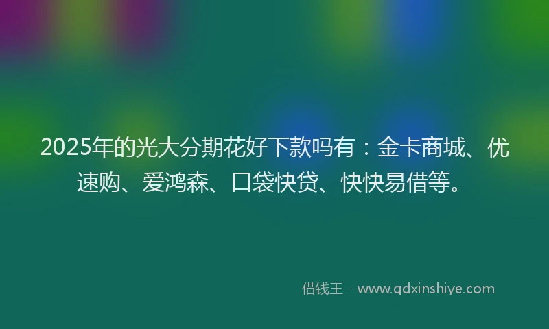 2025年的光大分期花好下款吗有：金卡商城、优速购、爱鸿森、口袋快贷、快快易借等。